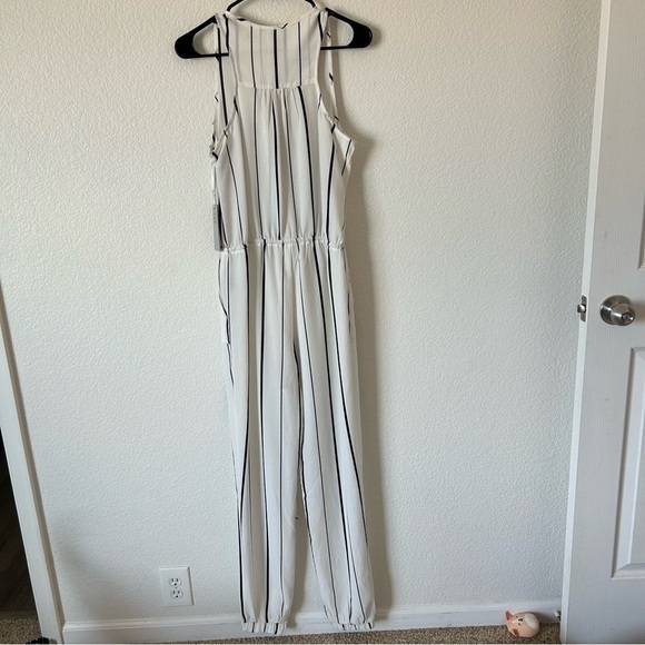 NWT Iris Monochrome Striped Button Women’s Large Jumpsuit - Picture 2 of 12